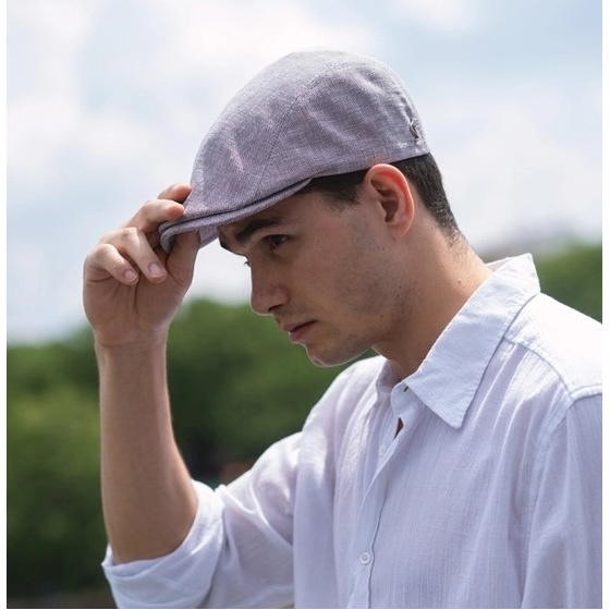 Nagata Flat Cap Linen & Wool Blue - Fléchet - made in France