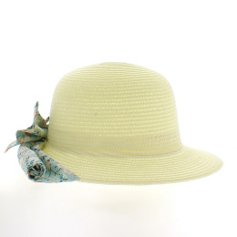 Palmira Floral Paper Straw Sun Hat with Neck Cover - Traclet