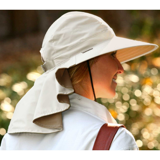 Sundancer Cap with Beige Neck Flap UPF50+ - Traclet