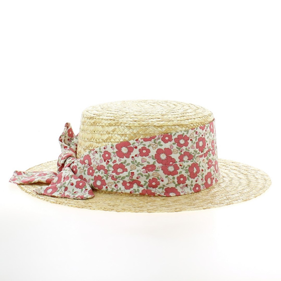 Canotier Paille Naturelle Liberty Rouge