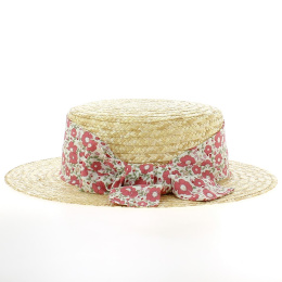 Canotier Paille Naturelle Liberty Rouge