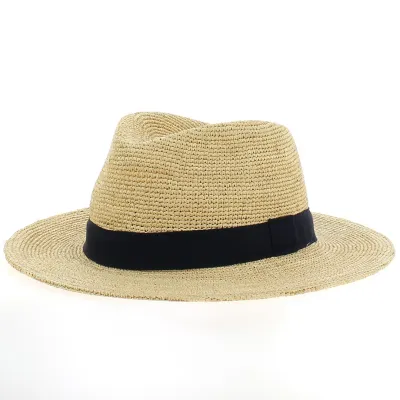 Chapeau Fedora Riviera Noir en Paille Naturelle