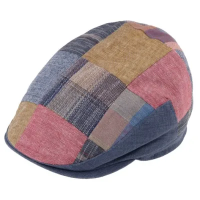 Naples Flat Cap Linen & Cotton Patchwork - Traclet Reference: 22017| Traclet Hatters