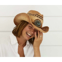 Natural Straw Clico Cowboy Hat - Traclet