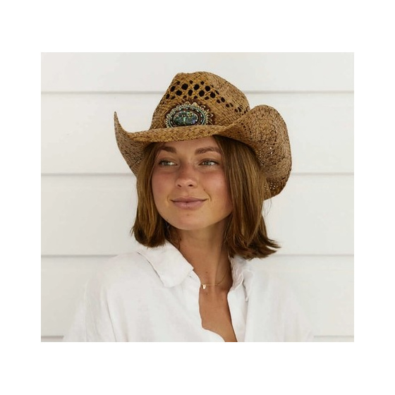 Natural Straw Clico Cowboy Hat - Traclet