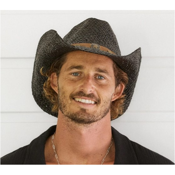 Chapeau Cowboy Thurber Paille Noir - Traclet