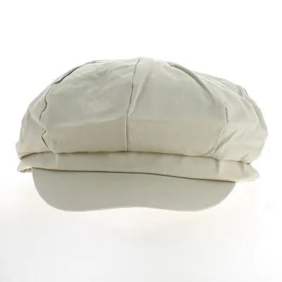 Beige Cotton Newsboy Cap