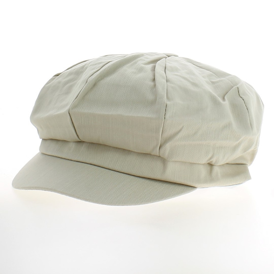 Beige Cotton Newsboy Cap