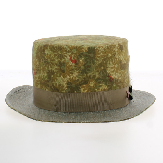 Chapeau Haut de Forme CLINDRO Fleuri Vert