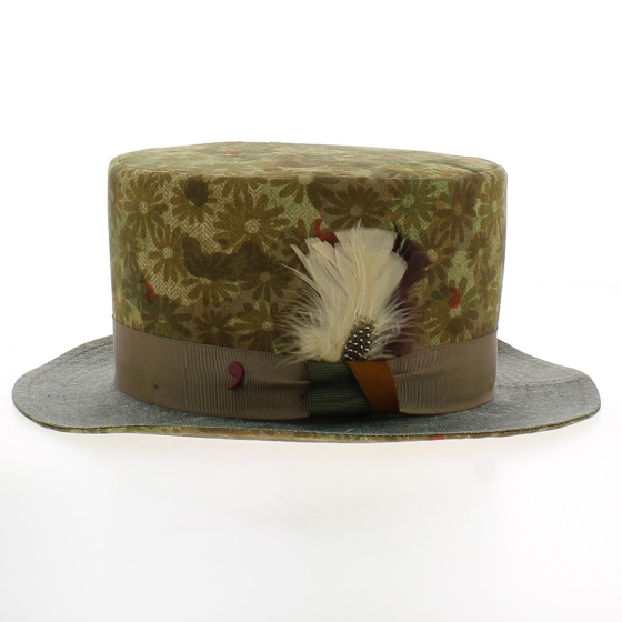 Chapeau Haut de Forme CLINDRO Fleuri Vert