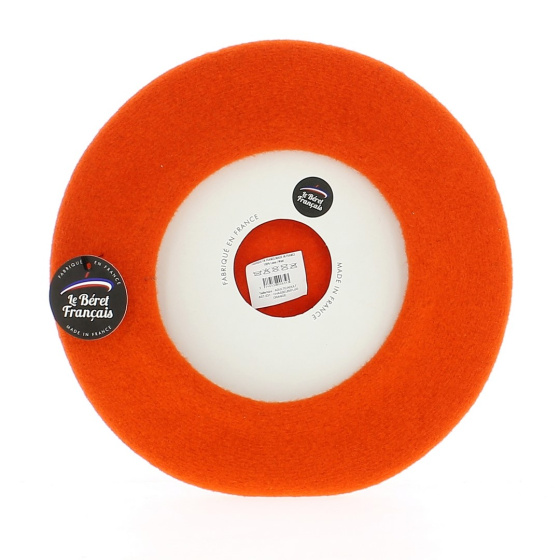 Orange Beret with Embroidered Wild Boar