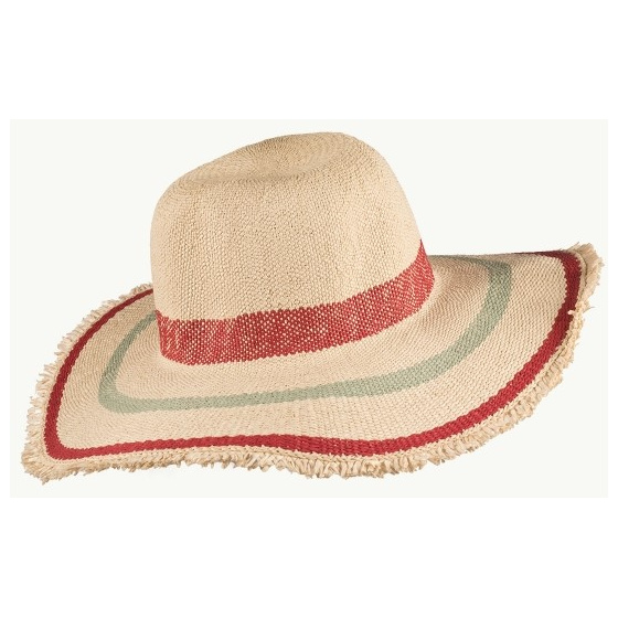 Matara Paper Straw Wide Brim Hat Cherry Natural - Traclet