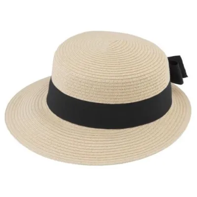 Casquette Palerme Grande Visière Beige  Ruban Noir - Traclet