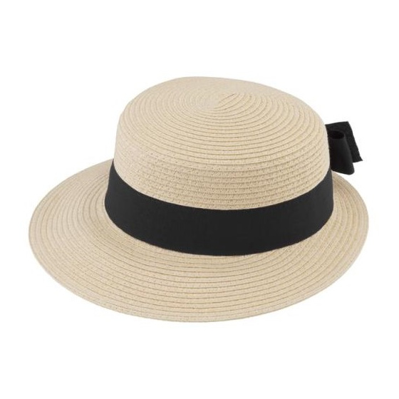 Casquette Palerme Grande Visière Beige  Ruban Noir - Traclet