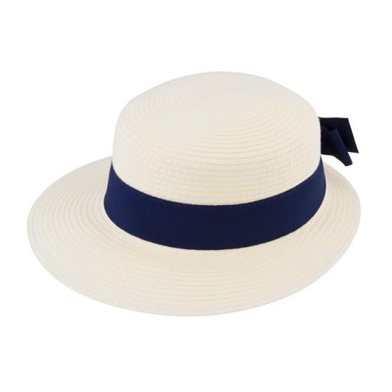 Casquette Palerme Grande Visière Naturel Ruban Marine - Traclet