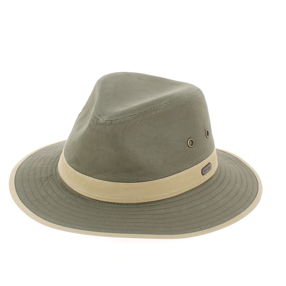 Auckland Traveller Hat Khaki & Hazelnut Cotton - Traclet