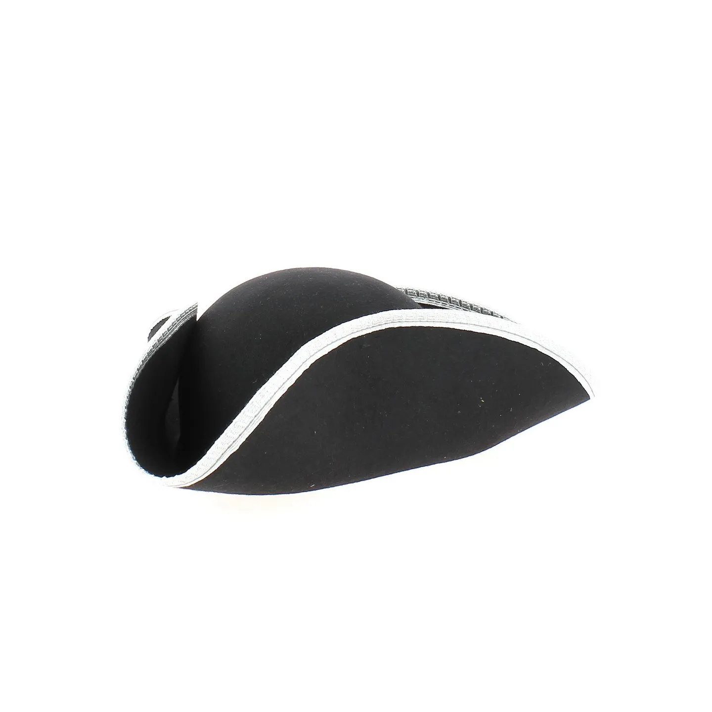 Tricorne Pliable Feutre Laine noir - passementerie grise