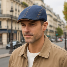 Curved Cap Giovanni linen Jeans UPF 50+ - Traclet
