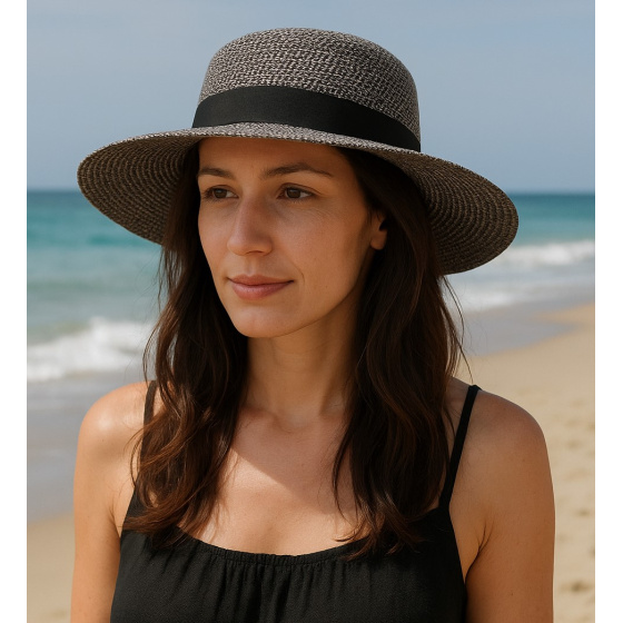 Black Paper Straw Stella Wide-Brimmed Hat - Traclet