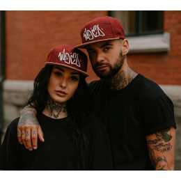 Burgundy Graffiti Snapback Cap - Woed