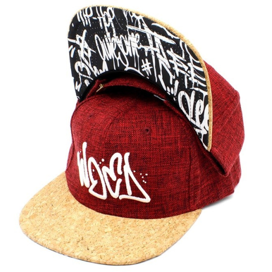 Burgundy Graffiti Snapback Cap - Woed