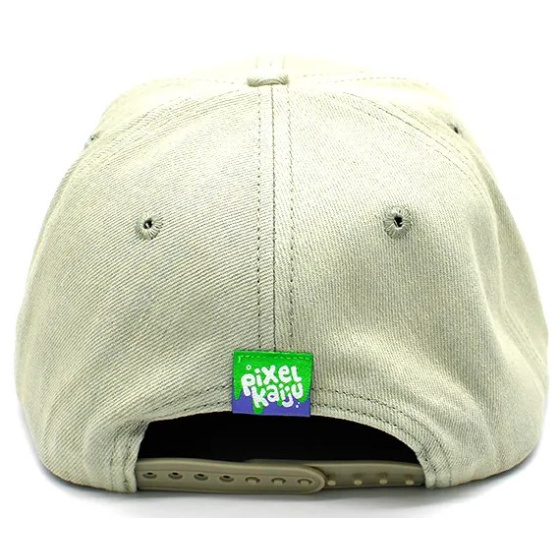 Grey Denim Pixel Kaiju Snapback Cap - Woed