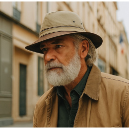 Beige & Brown Cotton Safari Hat - Traclet