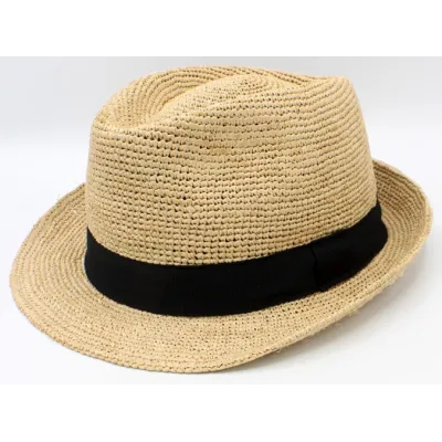 Natural Raphia Sylvain Trilby Hat Made in France - Traclet Reference: 12038 | Traclet Hatters