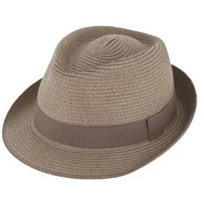 Chapeau Trilby Paille Papier Taupe - Traclet