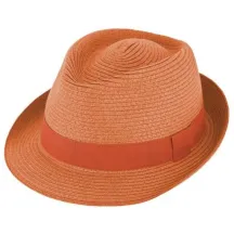 Orange Paper Straw Trilby Hat - Traclet Reference: 22196| Traclet Hatmakers