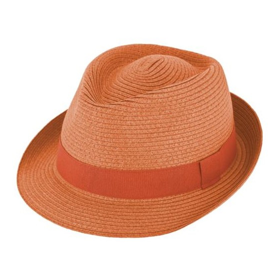 Chapeau Trilby Paille Papier Orange - Traclet