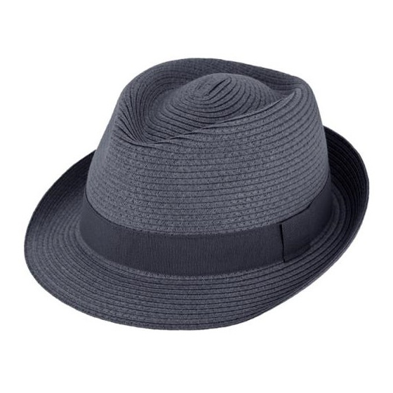 Navy Paper Straw Trilby Hat - Traclet