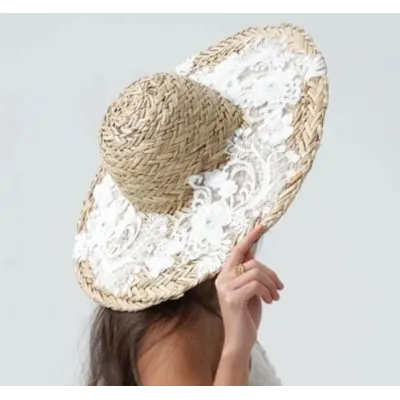 Capeline Été Olivia Paille À Dentelle Blanche - Traclet