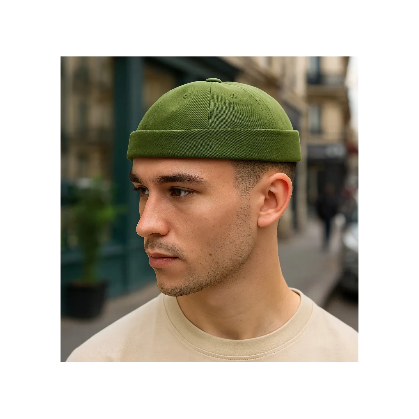 Bonnet Docker Brindisi Coton Olive - Traclet