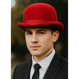 Red Hermes Wool Felt Bowler Hat - Traclet