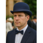 Navy Blue Wool Felt Bowler Hat - Traclet