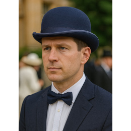 Chapeau Melon Feutre Laine Marine - Traclet