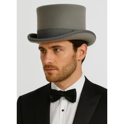 Light Gray Wool Felt Top Hat - Guerra Reference: 17720 | Traclet Hat Shop