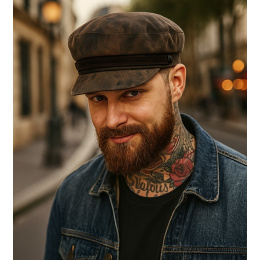 Aged leather Captain's cap-Apparel