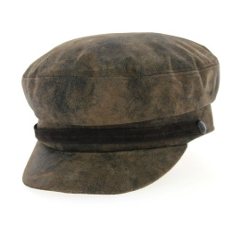 Aged leather Captain's cap-Apparel