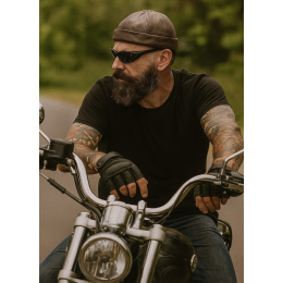 Brown Leather Biker Beanie - Bullet style Seven Jocker