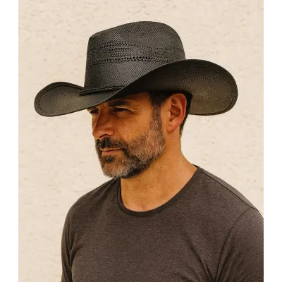 Black Straw Gunlock Cowboy Hat - SCIPPIS - Traclet Reference: 22086| Chapellerie Traclet
