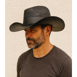 Chapeau CowBoy Gunlock Paille Noir - SCIPPIS - Traclet