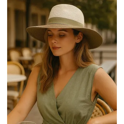 Chapeau Fedora Vineyard ivoire & Olive UPF50+ - House of Ord