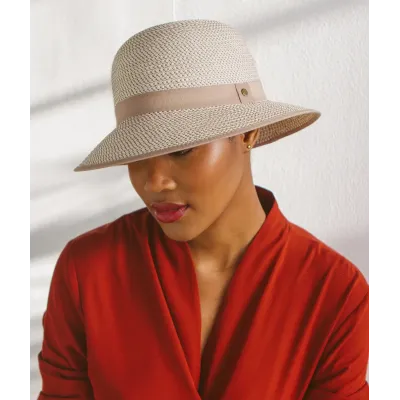 Chapeau Cloche Anna Beige & Blanc - House of Ord Reference : 22239| Chapellerie Traclet