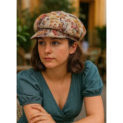 Safari Gav Reversible Linen Sand Newsboy Cap - Traclet Reference: 7971 | Traclet Hat Shop
