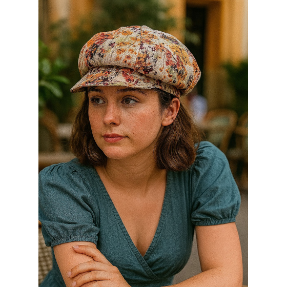 Beige Linen Newsboy Cap - Mtm
