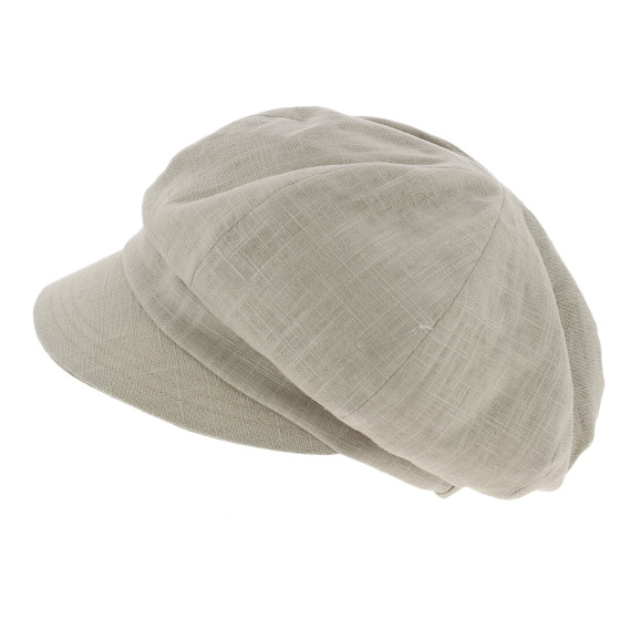 Safari Gav Reversible Linen Sand Newsboy Cap - Traclet