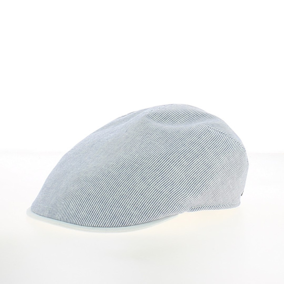 Navy Blue Striped Flat Cap - Traclet