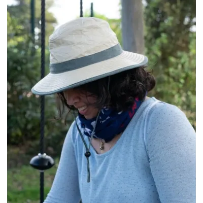 Chapeau Traveller Savane Haute Protection Beige & Eucalyptus - Soway réf 15722 chapellerie traclet